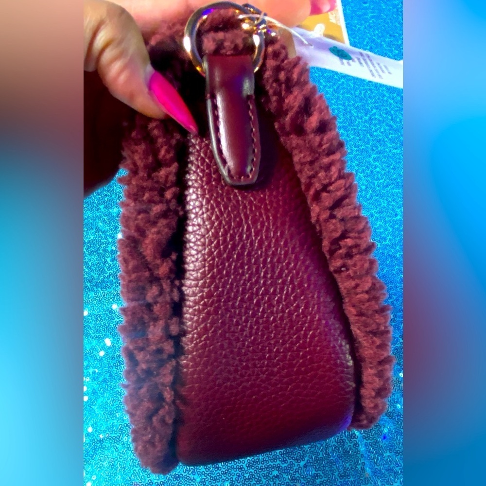 MICHAEL KORS Burgundy Carmela Leather Purse w/Chain & Leather Crossbody, NWT - Picture 7 of 12